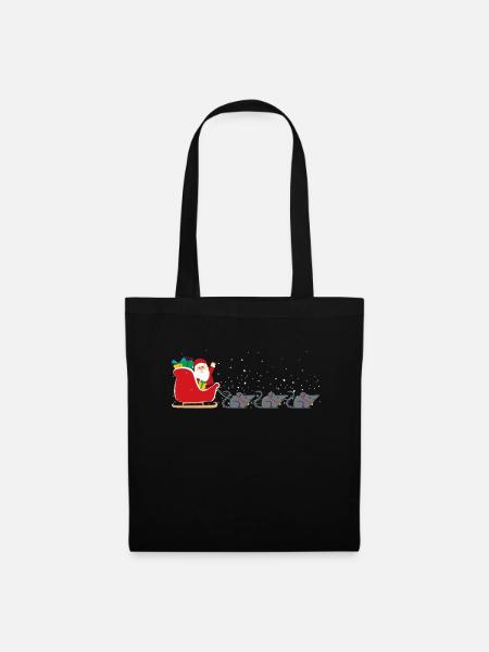 Maus Weihnachtsmann Weihnachtsschlitten - Funny - Stoffbeutel - Schwarz