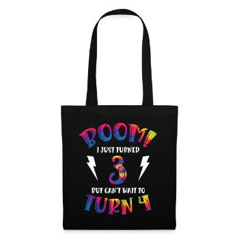 Boom Je viens d’avoir 3 ans mais j’ai hâte d’avoir 4 ans | - Sac en tissu - noir - Devant