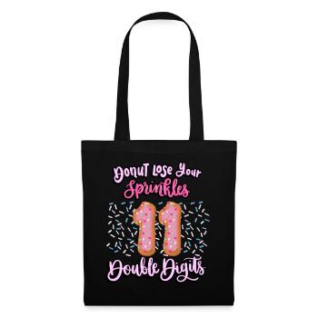 Donut Lose Your Sprinkles 11. Geburtstag | Donut - Stoffbeutel - Schwarz - Vorne