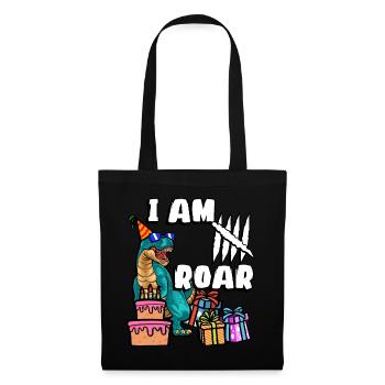 Je suis 5 Roars | Chemise d’anniversaire de dinosaure - Sac en tissu - noir - Devant
