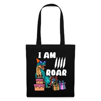 Je suis 4 Roar | Chemise d’anniversaire de dinosaure | - Sac en tissu - noir - Devant