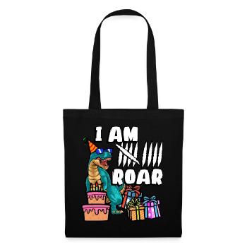J’ai 9 | Chemise d’anniversaire de dinosaure | - Sac en tissu - noir - Devant