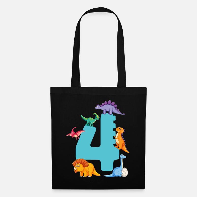 4. Geburtstag | Dinosaurier Geburtstag Shirt | - Stoffbeutel - Schwarz