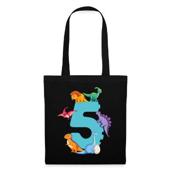 5th birthday | Dinosaur Birthday Shirt | - Tote Bag - black - Front