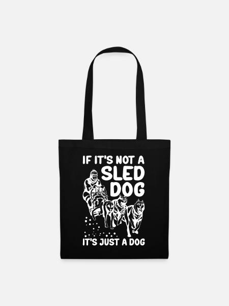 Mushing Schlittenhunde Hundeschlitten Geschenk - Stoffbeutel - Schwarz