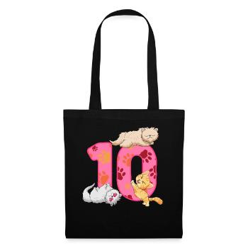 10th Birthday Kitten | Cat Birthday Shirt - Tote Bag - black - Front