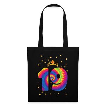 19th birthday Krone | Tie Dye Themed Birthday - Tote Bag - black - Front