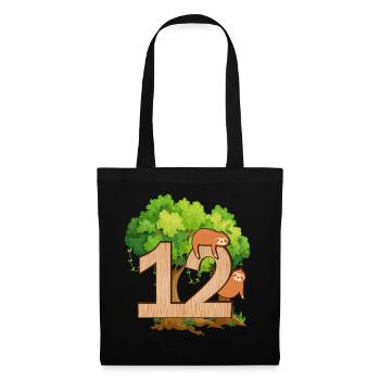 12e anniversaire | | d’anniversaire de paresseux Paresse - Sac en tissu - noir - Devant
