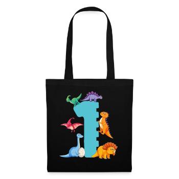 1er anniversaire | Chemise d’anniversaire de dinosaure | - Sac en tissu - noir - Devant