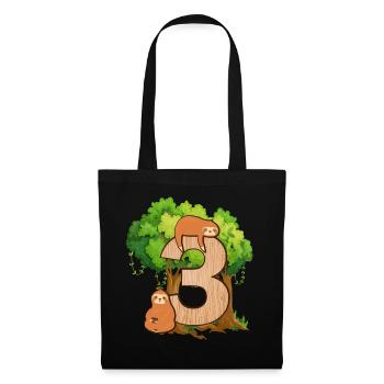 3ème anniversaire | | d’anniversaire de paresseux Paresse - Sac en tissu - noir - Devant
