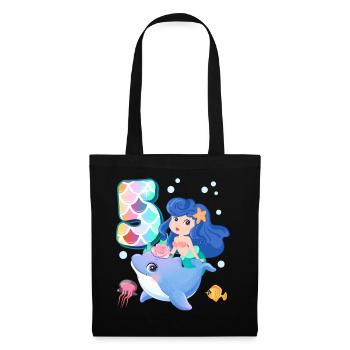 5ème anniversaire | | anniversaire de sirène - Sac en tissu - noir - Devant