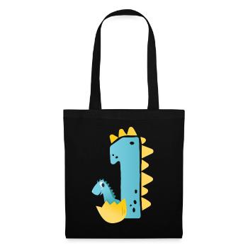 1er anniversaire | | d’anniversaire de dinosaure - Sac en tissu - noir - Devant
