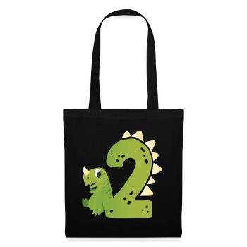 2ème anniversaire | | d’anniversaire de dinosaure - Sac en tissu - noir - Devant