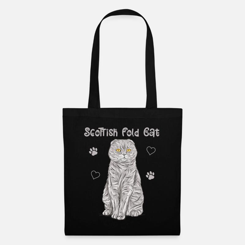Schottische Faltohrkatze Scottish Fold Geschenk - Stoffbeutel - Schwarz
