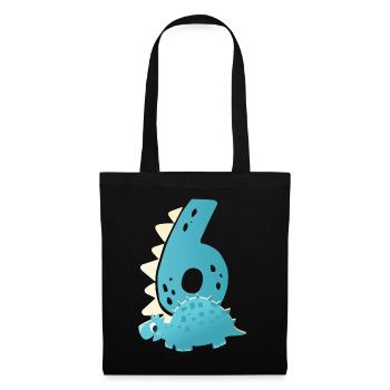 6ème anniversaire | | d’anniversaire de dinosaure - Sac en tissu - noir - Devant