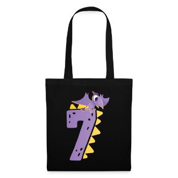 7e anniversaire | | d’anniversaire de dinosaure - Sac en tissu - noir - Devant