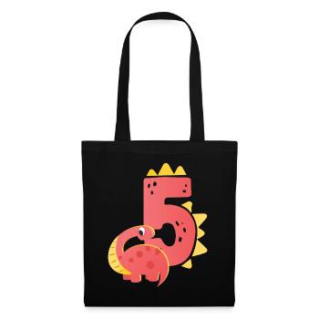 5ème anniversaire | | d’anniversaire de dinosaure - Sac en tissu - noir - Devant