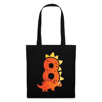 8e anniversaire | Anniversaire dinosaure | - Sac en tissu - noir - Devant