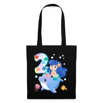 2ème anniversaire | Anniversaire de sirène | - Sac en tissu - noir - Devant