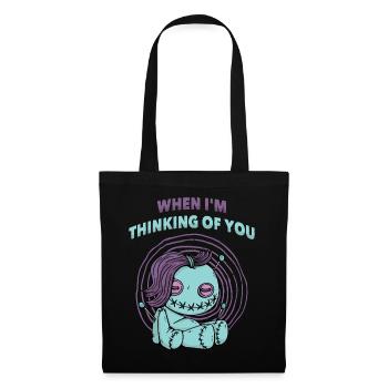 Quand je pense à toi Poupée vaudou Halloween - Sac en tissu - noir - Devant
