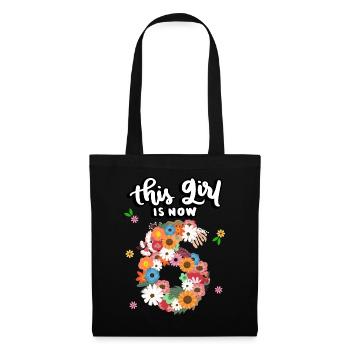Cette fille est maintenant 6 fleurs colorées 6. - Sac en tissu - noir - Devant