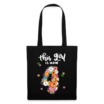 Cette fille est maintenant 4 fleurs colorées 4. - Sac en tissu - noir - Devant