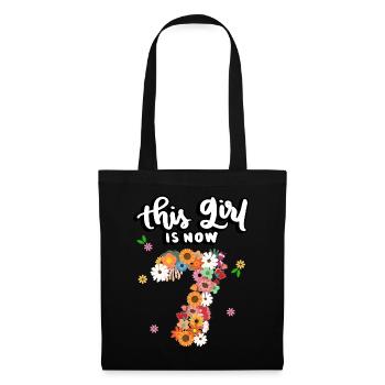 Cette fille est maintenant 7 fleurs colorées 7. - Sac en tissu - noir - Devant