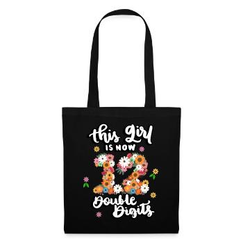 Dieses Mädchen Ist Jetzt 12 Double Digits Floral - Stoffbeutel - Schwarz - Vorne