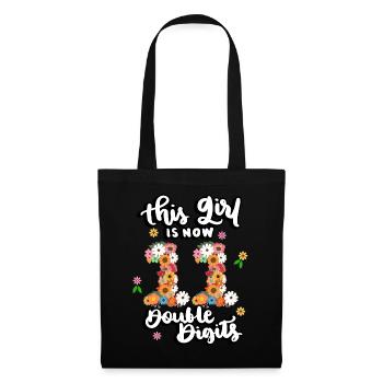 Cette fille a maintenant 11 ans, floral à deux chiffres - Sac en tissu - noir - Devant