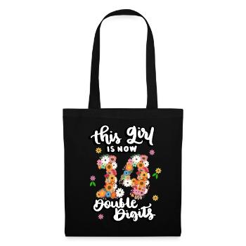 Dieses Mädchen Ist Jetzt 14 Double Digits Floral - Stoffbeutel - Schwarz - Vorne