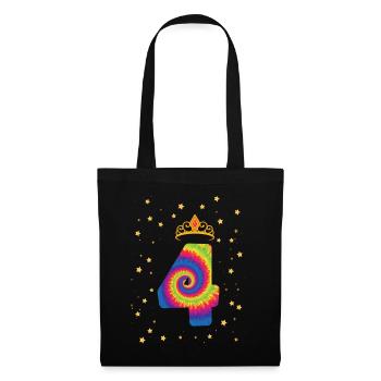 4th Birthday Krone | Tie Dye Themed Birthday | - Tote Bag - black - Front