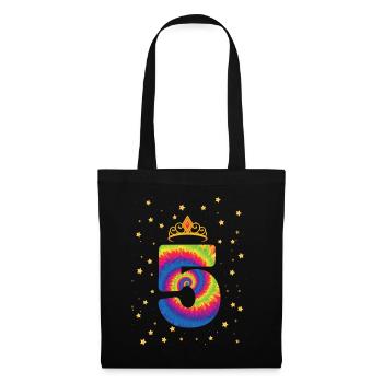 5th Birthday Krone | Tie Dye Themed Birthday | - Tote Bag - black - Front