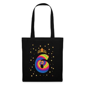 6th birthday Krone | Tie Dye Themed Birthday | - Tote Bag - black - Front