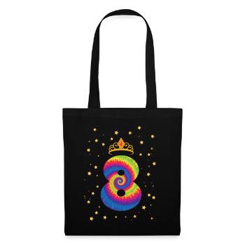 8th birthday Krone | Tie Dye Themed Birthday | - Tote Bag - black - Front