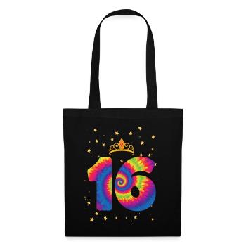 16th birthday Krone | Tie Dye Themed Birthday - Tote Bag - black - Front