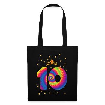 10th birthday Krone | Tie Dye Themed Birthday - Tote Bag - black - Front