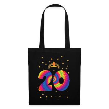 20th birthday Krone | Tie Dye Themed Birthday - Tote Bag - black - Front