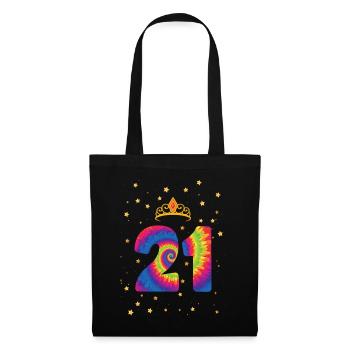 21st birthday Krone | Tie Dye Themed Birthday - Tote Bag - black - Front