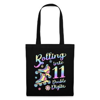 Rolling Into 11 Double Digits Floral Skaters 11. - Stoffbeutel - Schwarz - Vorne