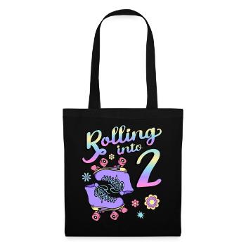 Rouler dans 2 Roller Skaters Floral 2ème année - Sac en tissu - noir - Devant