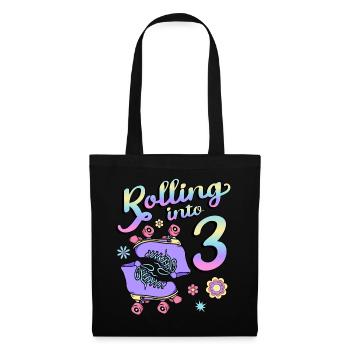 Rolling Into 3 Roller Skaters Floral 3rd Year - Tote Bag - black - Front