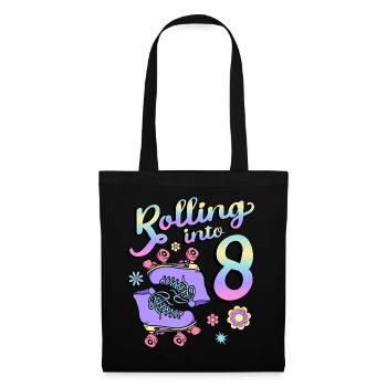 Rolling Into 8 Roller Skaters Floral 8th Year - Tote Bag - black - Front