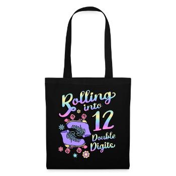 Rolling Into 12 Double Digits Floral Skaters 12. - Tote Bag - black - Front