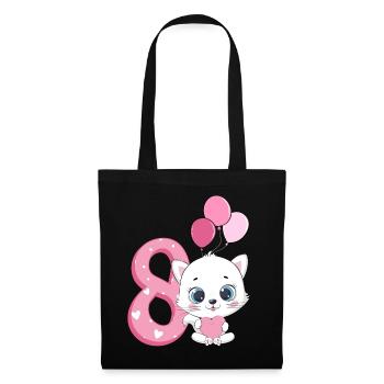 Chaton 8e anniversaire | Chemise d’anniversaire chat | - Sac en tissu - noir - Devant