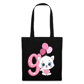 9th Birthday Kitten | Cat Birthday Shirt | - Tote Bag - black - Front
