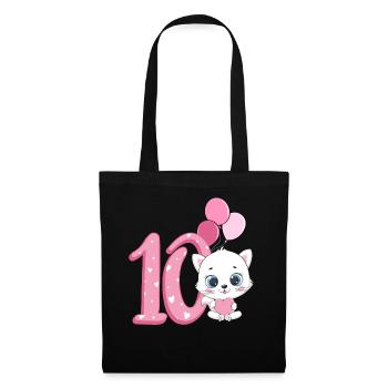 10th Birthday Kitten | Cat Birthday Shirt - Tote Bag - black - Front