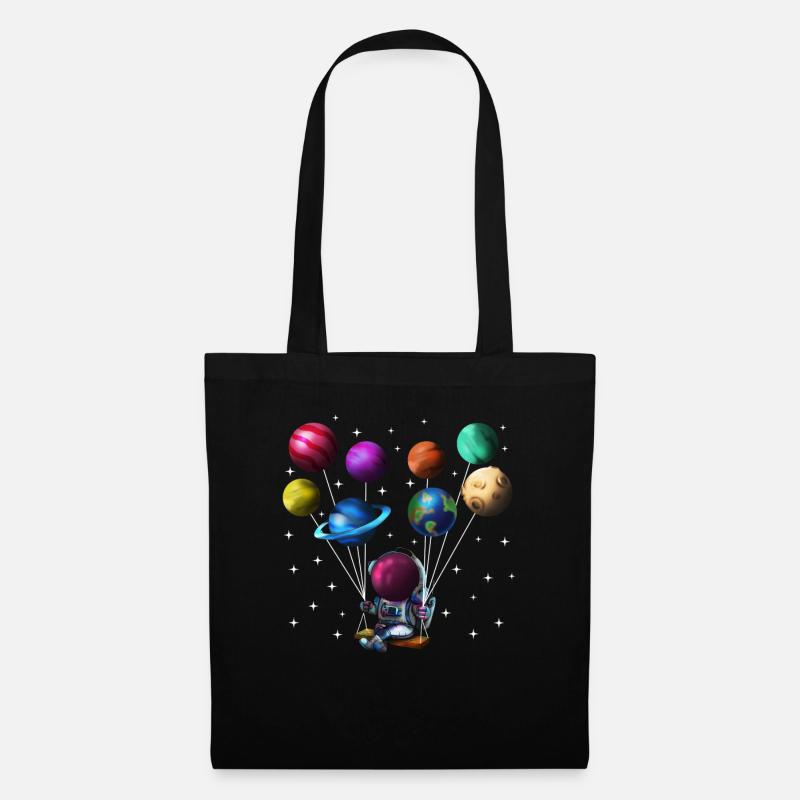 Astronaute du système solaire avec des planètes comme ballons - Sac en tissu - noir