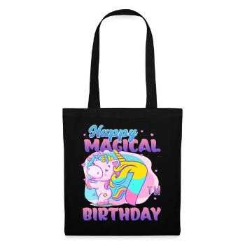 Alles Gute Zum Magischen 7. Geburtstag Einhorn - Stoffbeutel - Schwarz - Vorne