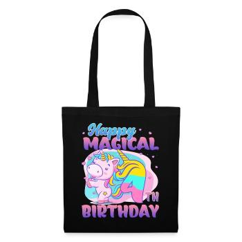 Alles Gute Zum Magischen 4. Geburtstag Einhorn - Stoffbeutel - Schwarz - Vorne