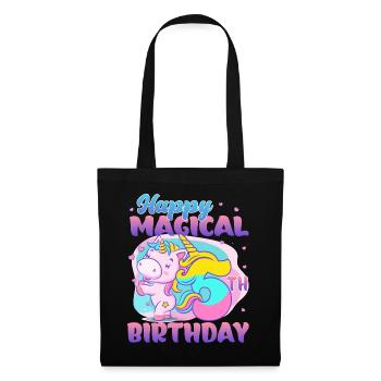 Happy Magical 5th Birthday Einhorn Pony - Stoffbeutel - Schwarz - Vorne